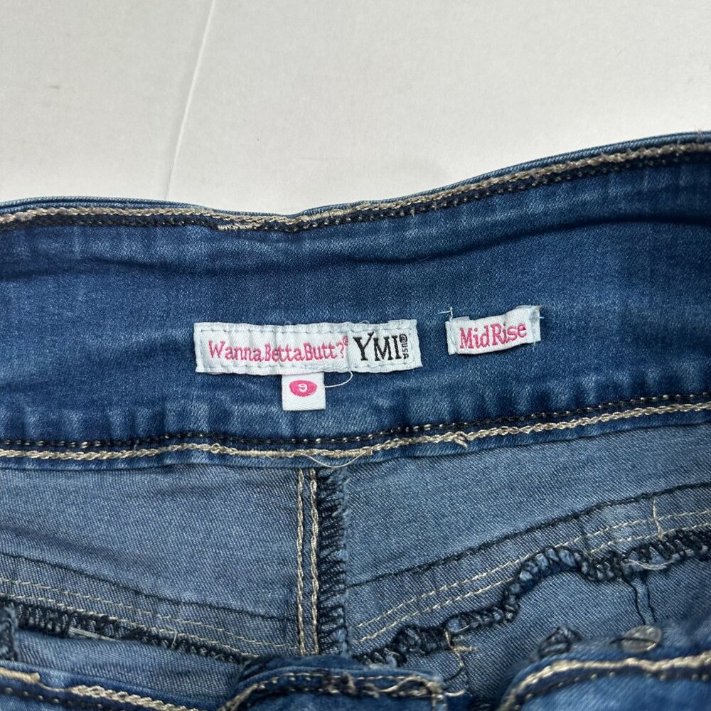 YMI Wanna Betta Butt Mid-Rise Skinny Jeans Size 9 Stretchy Denim Blue - Picture 9 of 14